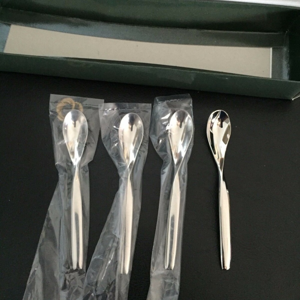 New set of 4 Sasaki Double Helix Demi-Tasse spoons WARD BENNET